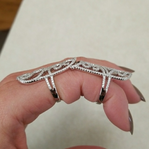 925 CZ long finger knuckle ring - Picture 4 of 8